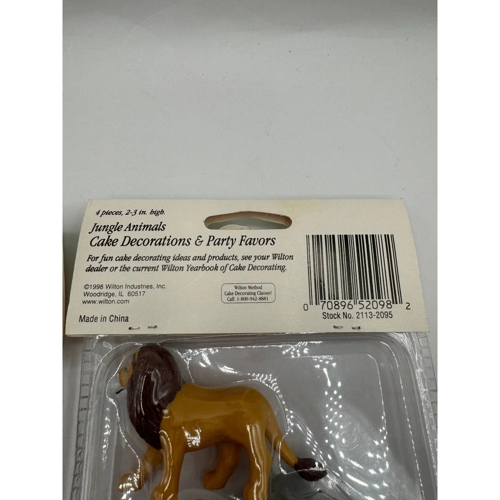 Wilton Jungle Animals Cake Toppers Decor Kids Lot of 2 Vintage 1998 Safari Zoo